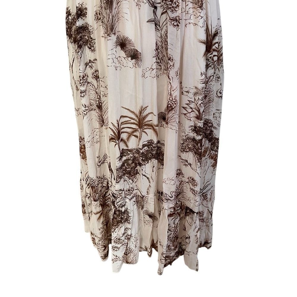 SANDRO Natural Marro Ruffled Printed Gauze Midi Dress EU 36 US S MSRP $245 - Picture 6 of 12